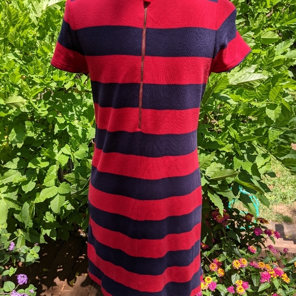 Talbots Red & Navy Striped Sheath Dress - Picture 8 of 10